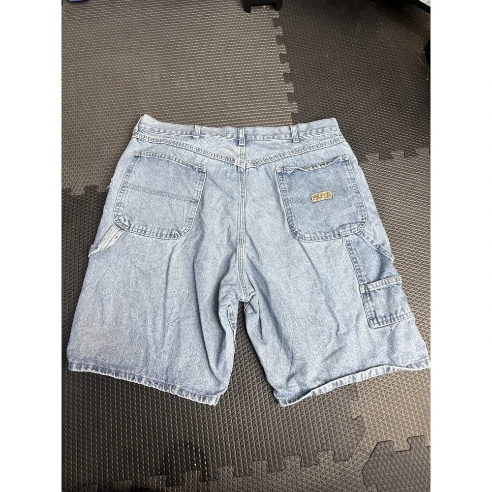 Rugged Blue Men's Carpenter Denim Shorts Size 38 Light Wash Cotton Workwear